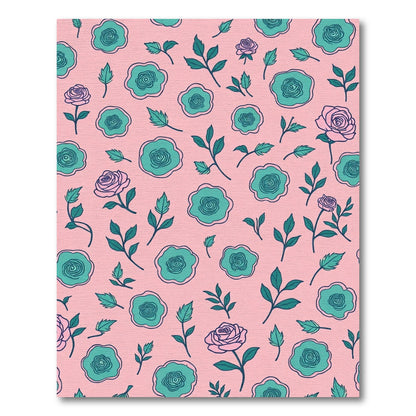Pink Teal Floral Garden Bloom Rug