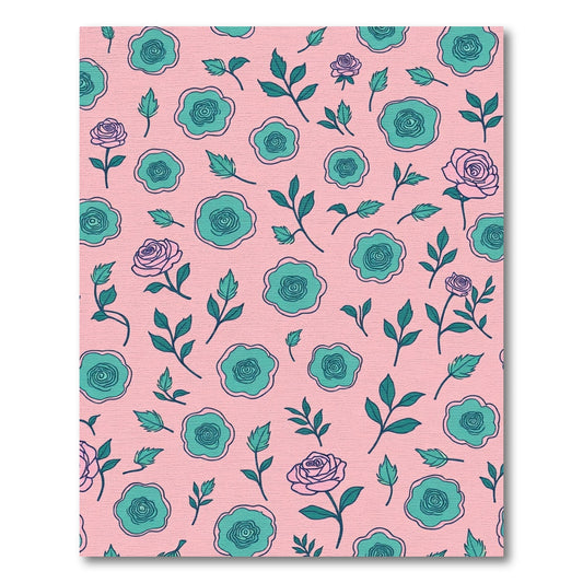 Pink Teal Floral Garden Bloom Rug