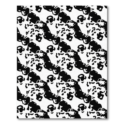 Abstract Black White Organic Swirl Rug