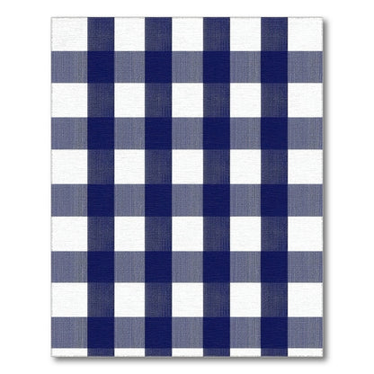 Washable Geometric Modern Navy Blue Checkered Washable Area Rug