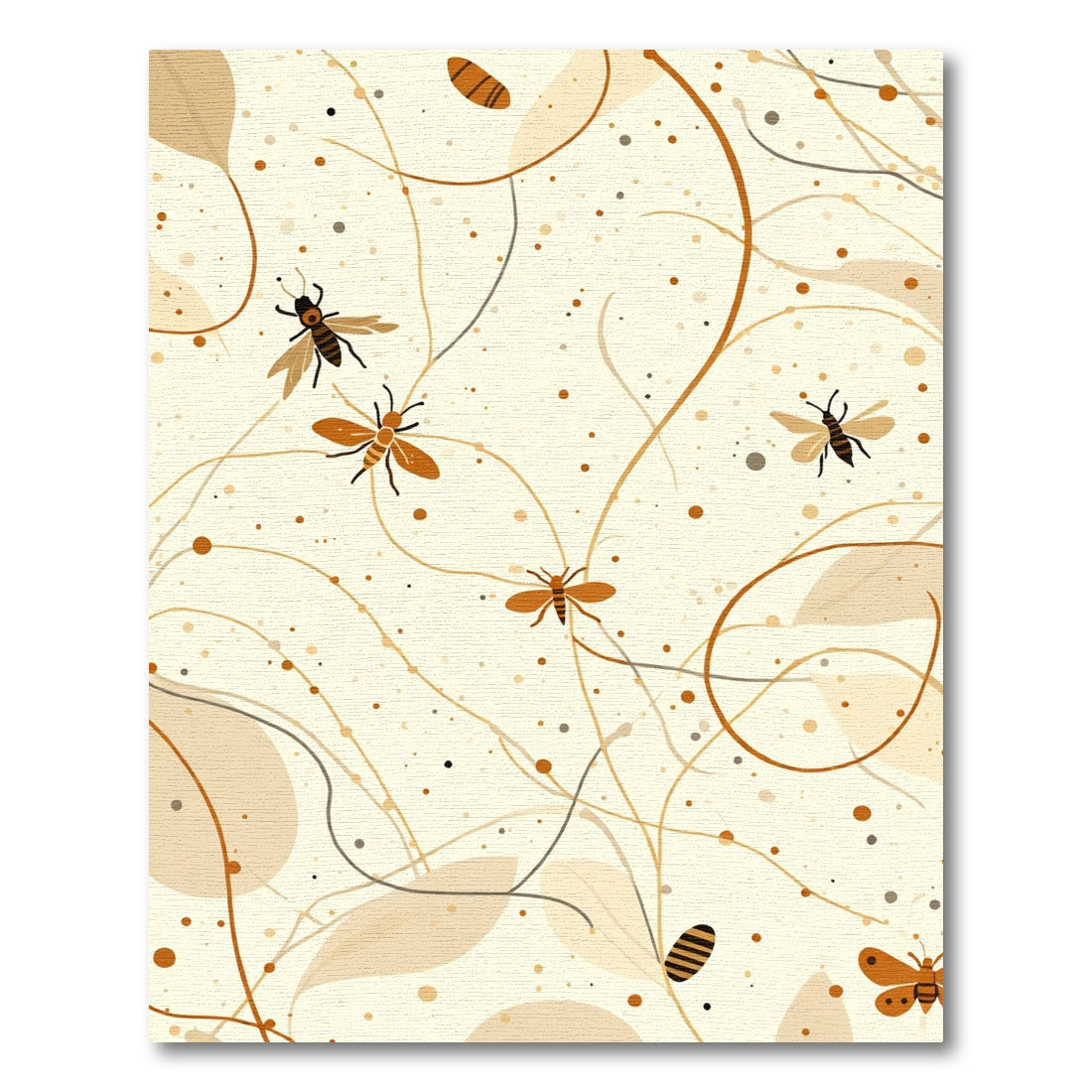 Neutral Insect Swirl Botanical Rug