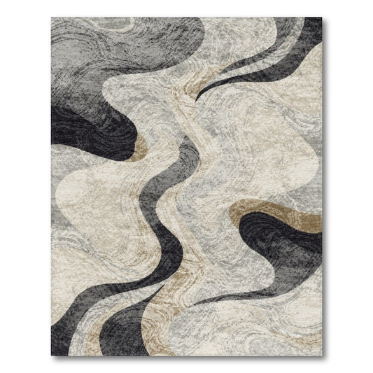 Abstract Swirl Grey Area Rug