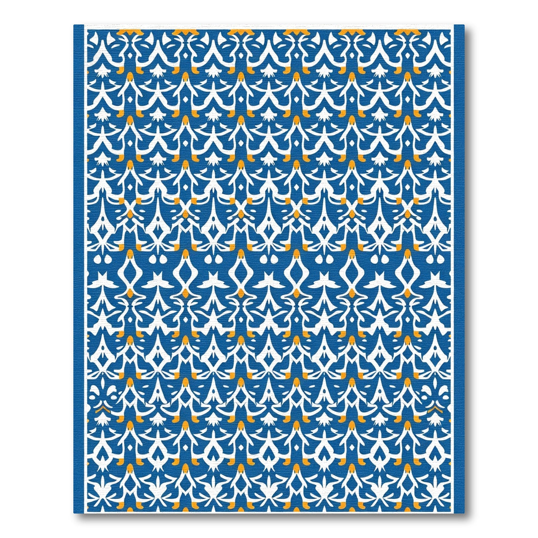 Blue White Golden Abstract Symmetry Rug