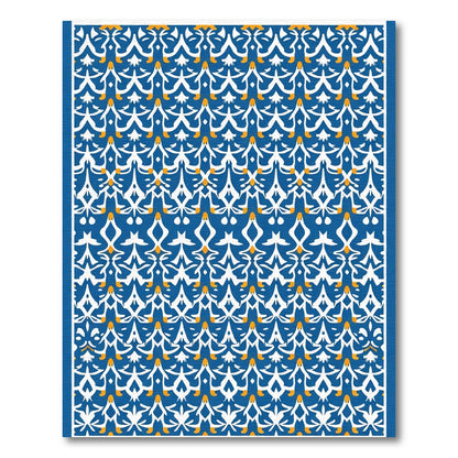 Blue White Golden Abstract Symmetry Rug