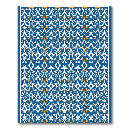 Blue White Golden Abstract Symmetry Rug