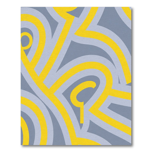 Yellow Gray Abstract Swirl Rug