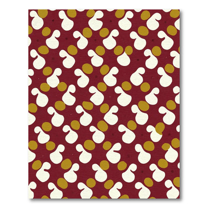 Crimson White Ochre Blob Scatter Rug