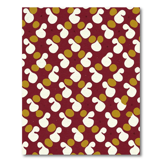 Crimson White Ochre Blob Scatter Rug