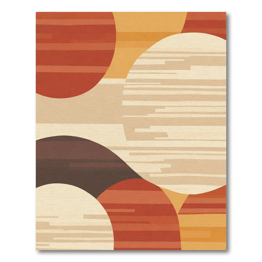 Terracotta Orange Earthy Circles Rug