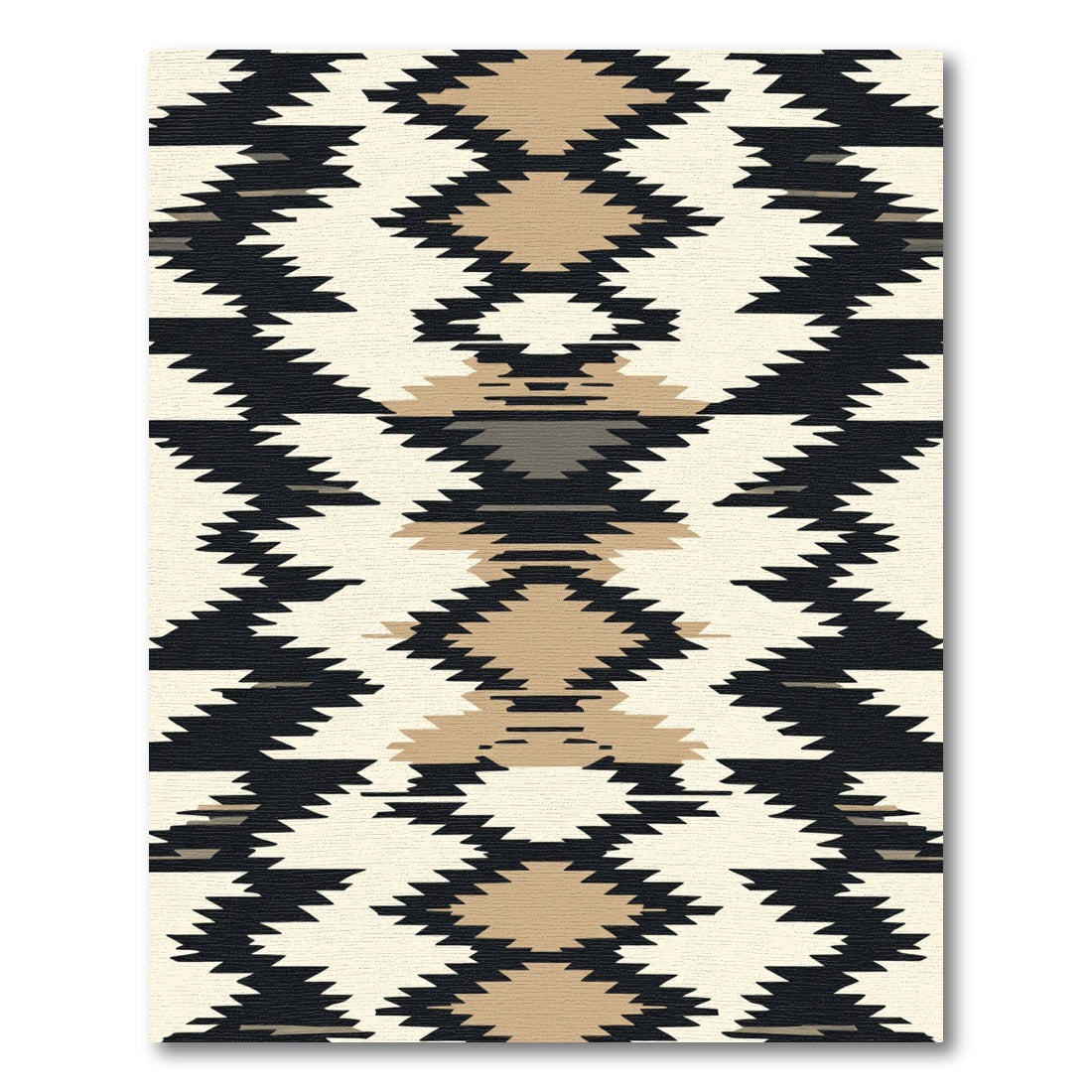 Geometric Black Beige Diamond Staggered Rug