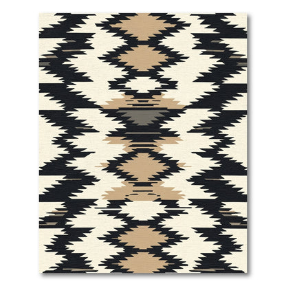 Geometric Black Beige Diamond Staggered Rug
