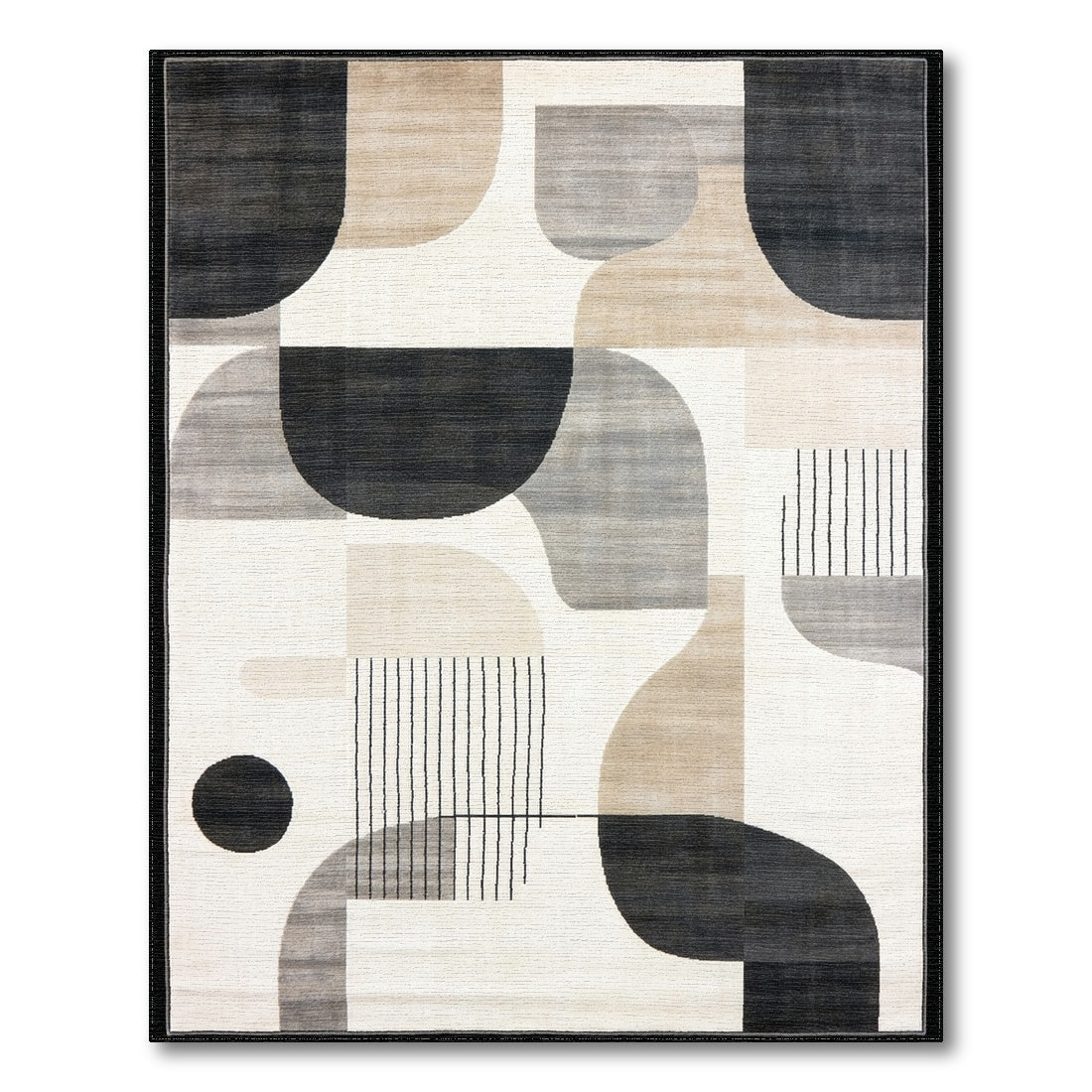 Bold Geometric Black White Area Rug