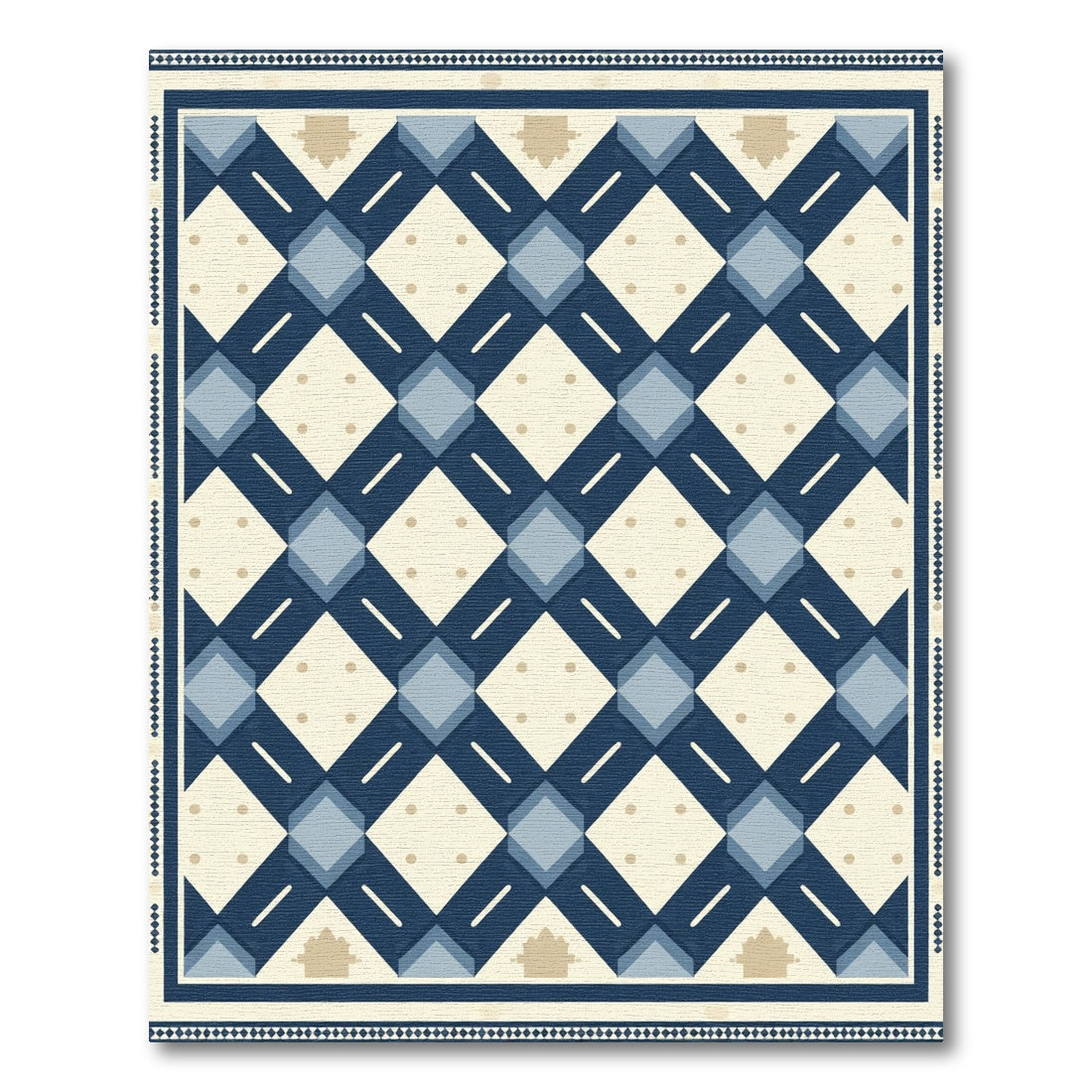 Navy Blue Diamond Lattice Geometric Rug