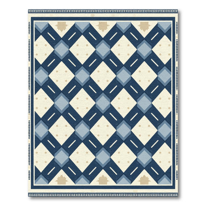 Navy Blue Diamond Lattice Geometric Rug