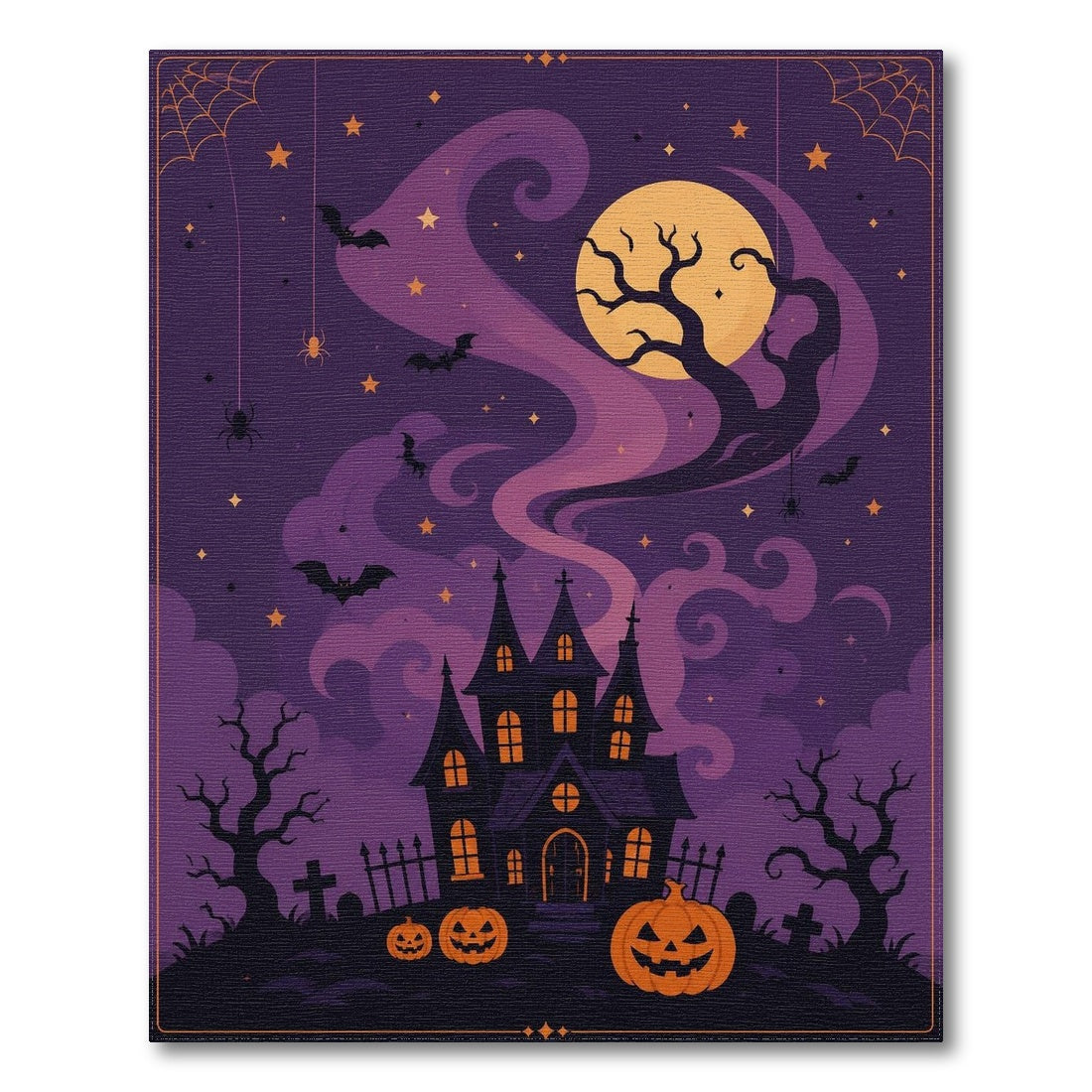 Spooky Haunted House Purple Area Rug