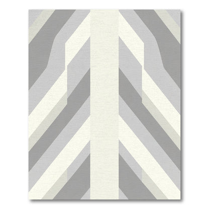 Modern Gray Geometric Band Rug