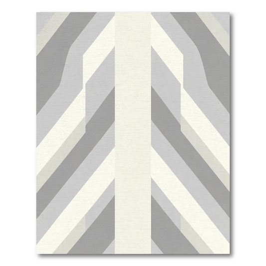 Modern Gray Geometric Band Rug