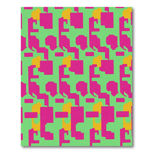 Pink Yellow Geometric Abstract Shapes Rug