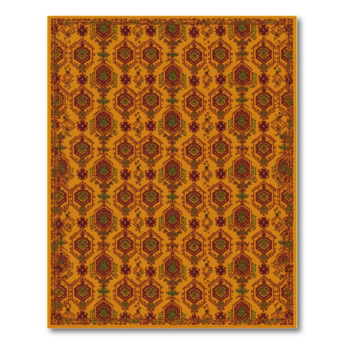 Orange Southwestern Hexagon Area Rug