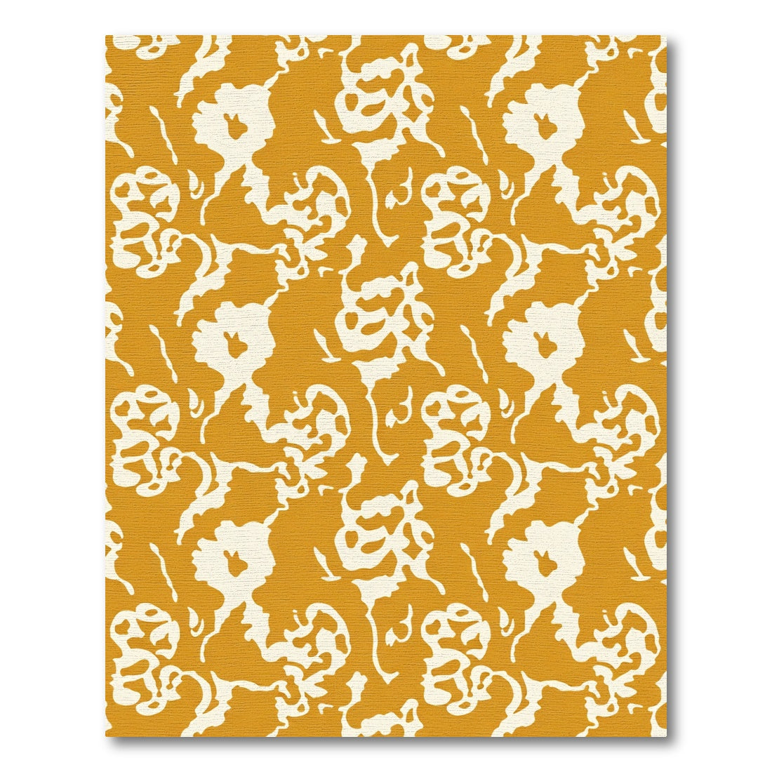 Golden Cream Abstract Floral Swirl Rug