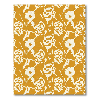 Golden Cream Abstract Floral Swirl Rug