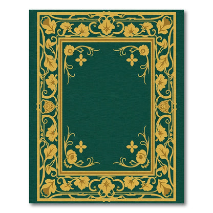Emerald Green Floral Border Rug