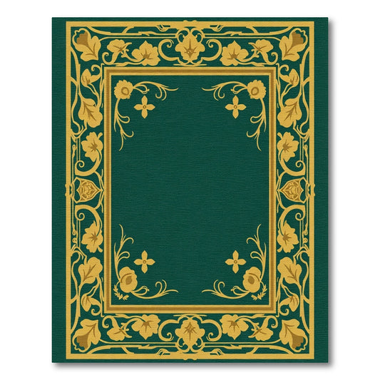 Emerald Green Floral Border Rug