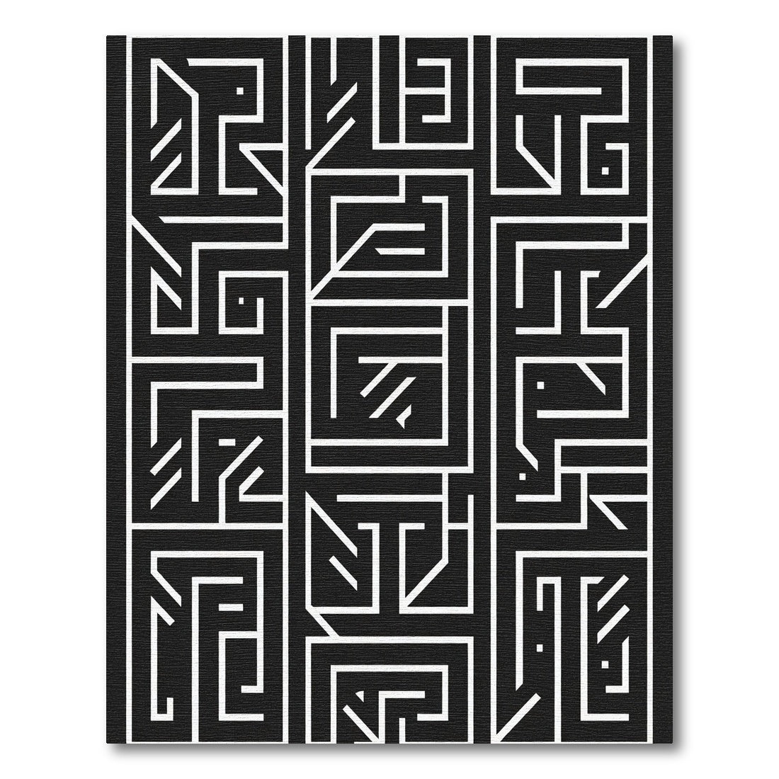 Black and White Geometric Maze Abstraction Rug