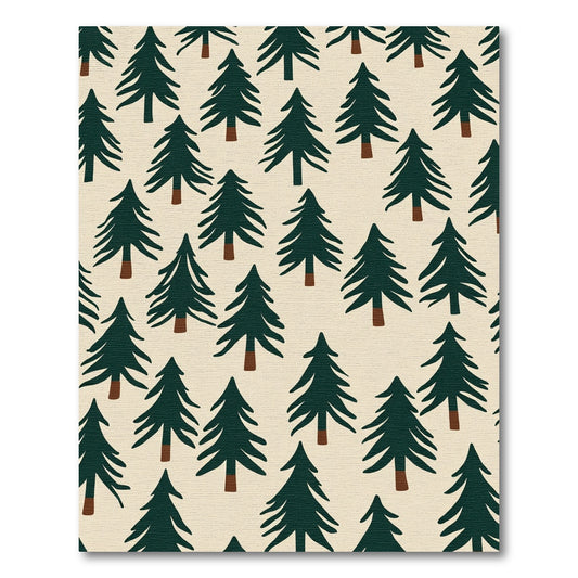 Deep Green Forest Trees Pattern Rug