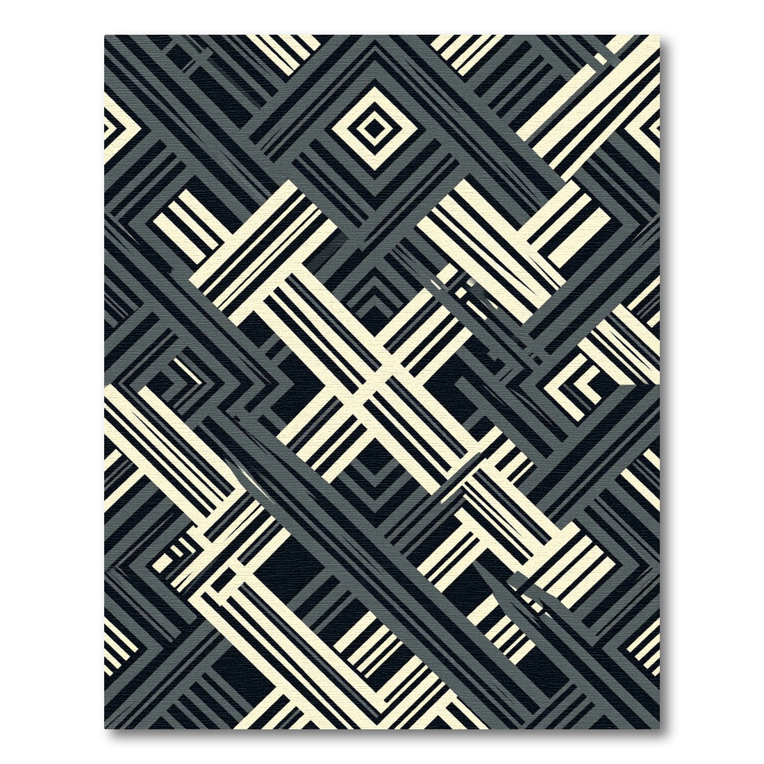 Striped Abstract Geometric Intersection Rug