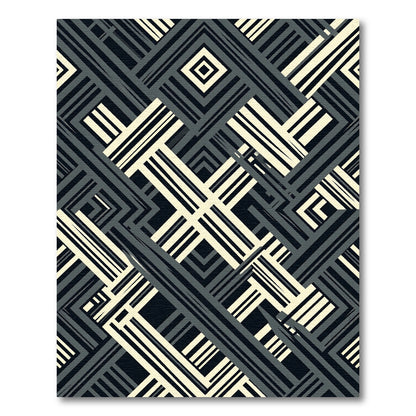 Striped Abstract Geometric Intersection Rug