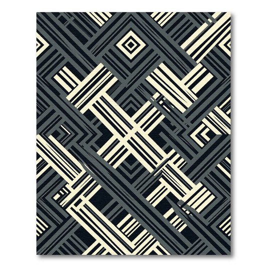 Striped Abstract Geometric Intersection Rug