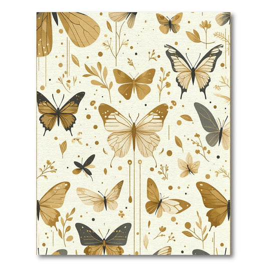 Golden Butterflies and Botanical Sprigs Rug