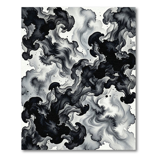 Monochromatic Swirl Ink Cloud Rug