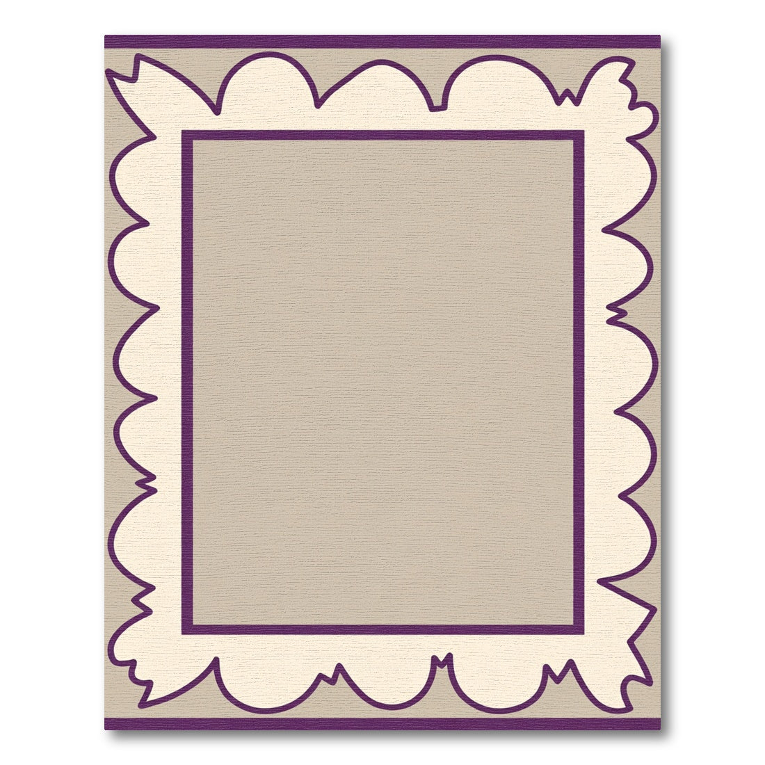 Purple Beige Scalloped Border Rug