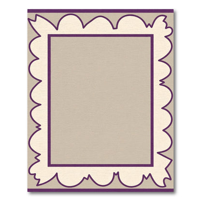 Purple Beige Scalloped Border Rug