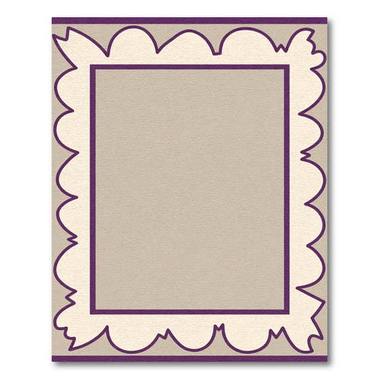 Purple Beige Scalloped Border Rug