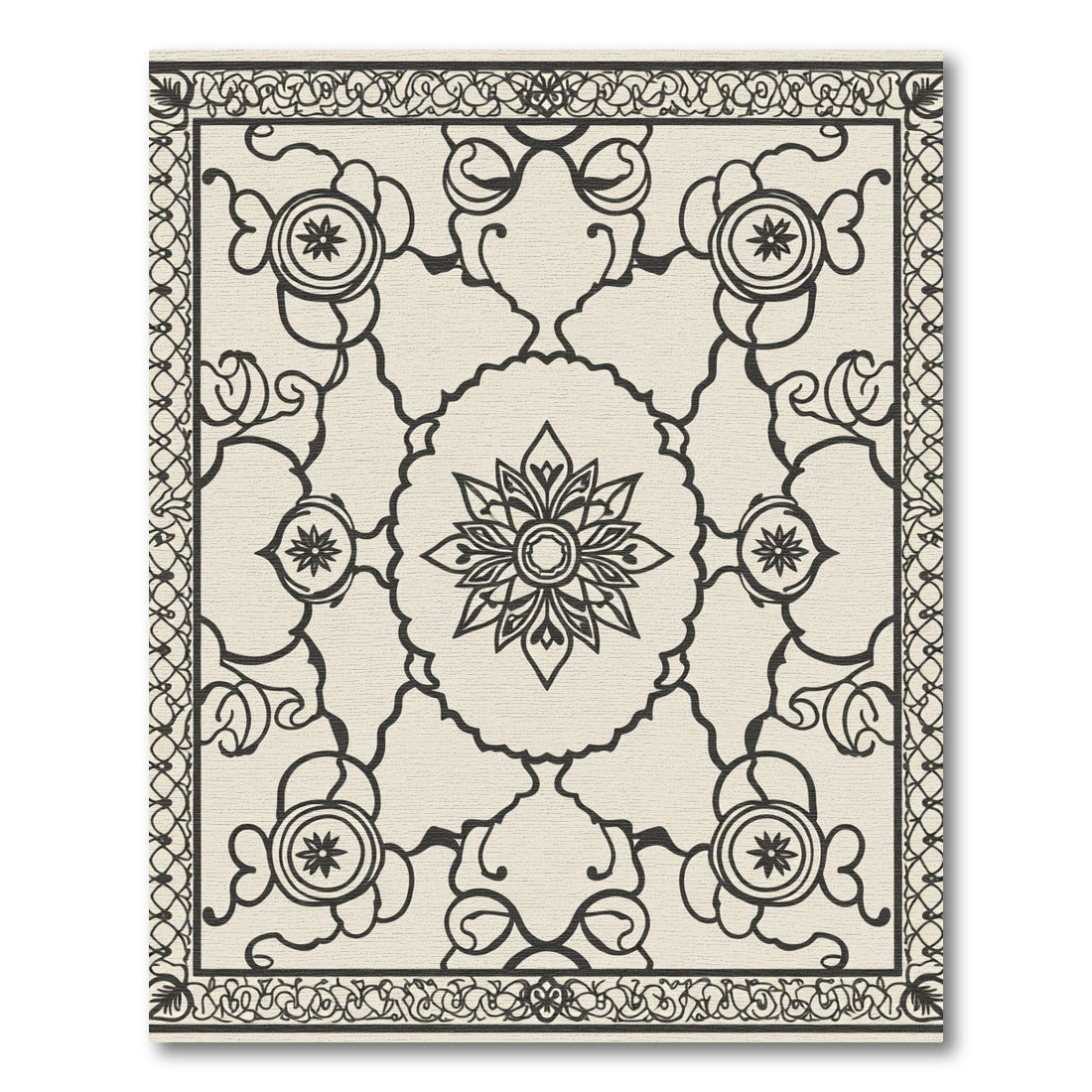 Elaborate Floral Symmetry Outline Rug