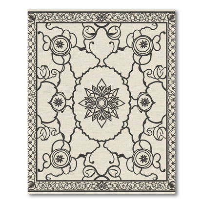 Elaborate Floral Symmetry Outline Rug