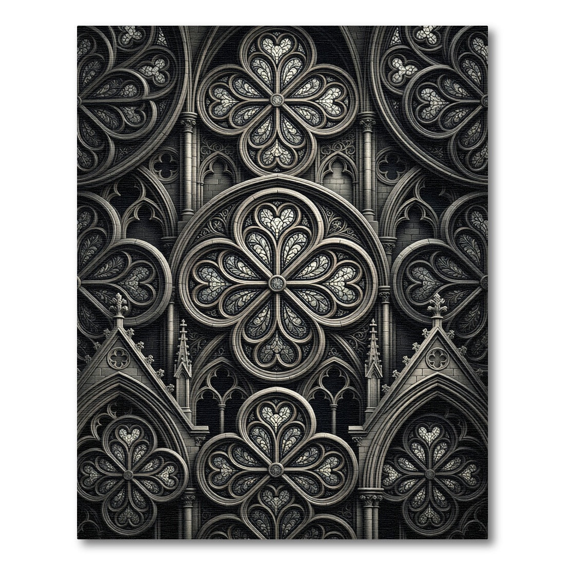Gothic Gray Quatrefoil Window Rug