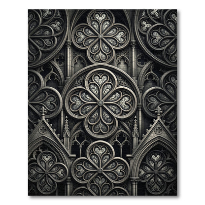 Gothic Gray Quatrefoil Window Rug