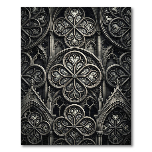Gothic Gray Quatrefoil Window Rug