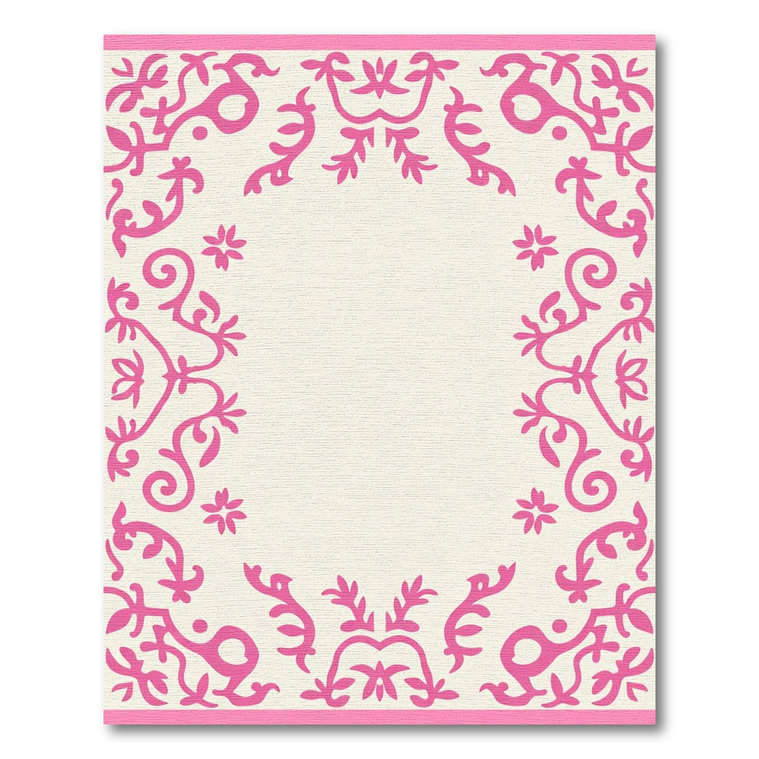 Pink Floral Vine Scroll Accent Rug