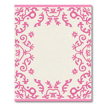 Pink Floral Vine Scroll Accent Rug