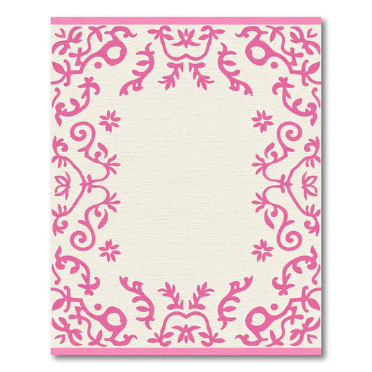 Pink Floral Vine Scroll Accent Rug