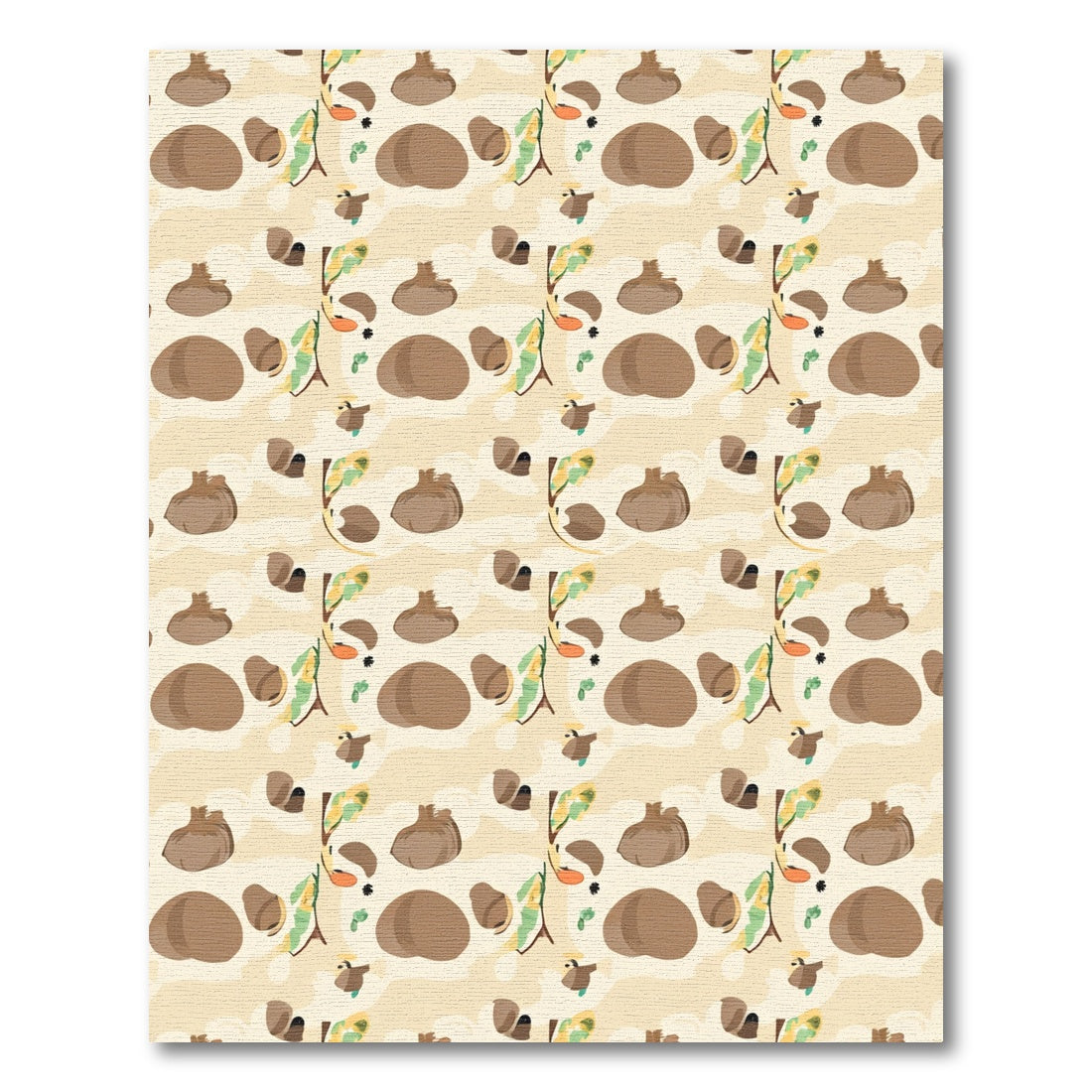 Whimsical Beige Folk Art Garland Rug