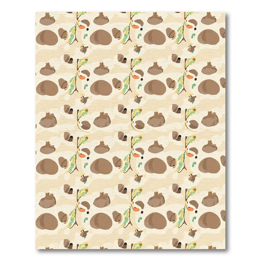 Whimsical Beige Folk Art Garland Rug