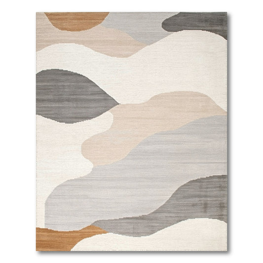 Beige Neutral Abstract Wave Abstract Area Rug