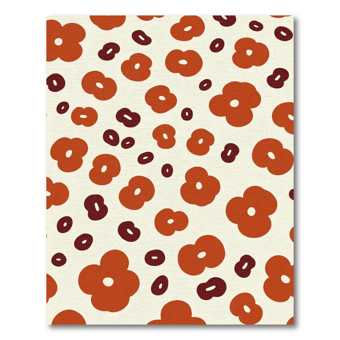 Retro Orange Floral Bean Rug