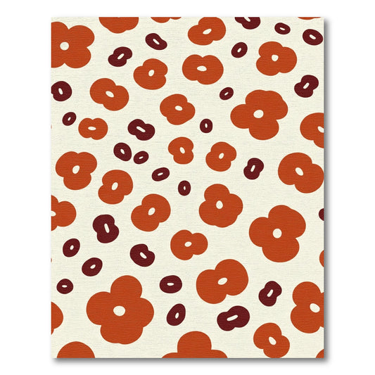 Retro Orange Floral Bean Rug
